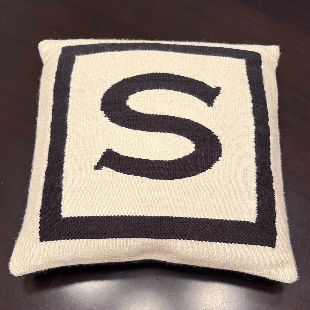Jonathan Adler Black & White “S” Monogram Pillow - Like New